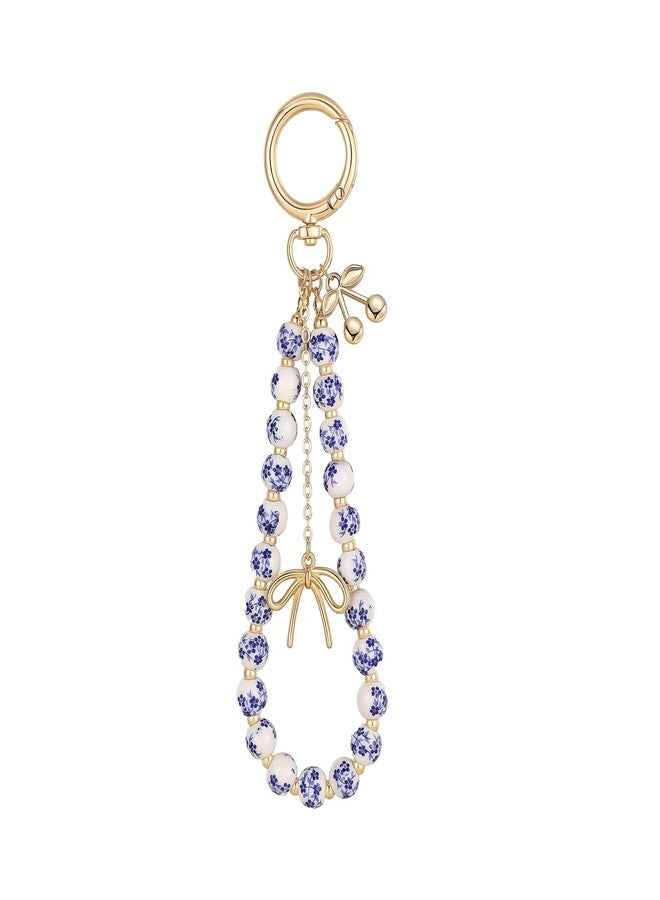 chorfla Cherry Keychain Wristlet Bag Charms for Women,Beaded Bow Keychain Wristlet Key Ring Bracelet Car Key Chain for Women Men - Image 1